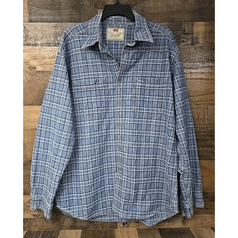 VTG LEVIS Denim Shirt Men XL Y2K Button Down Double Pocket Classic Western Lagom